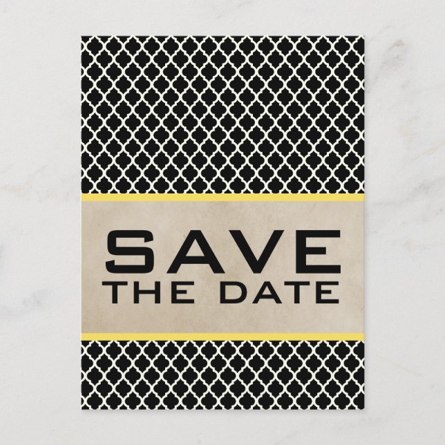 Gelbes Chic Save the Date Postkarte (Vorderseite)