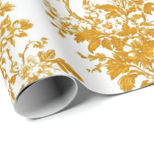 Gelbes Chinoiserie-Blumen-Toile-Muster 12 Garten Geschenkpapier