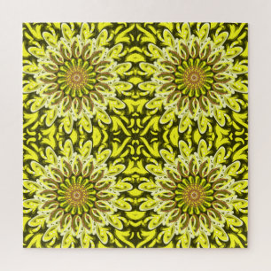 Gelbes Chrysanthemum Blumenmuster Abstrakt Puzzle