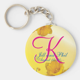 Gelbes Daffodic 3d Monogramm Schlüsselanhänger