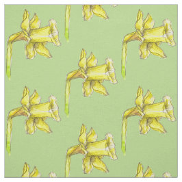 Gelbes Daffodien-Frühlinggrün Stoff