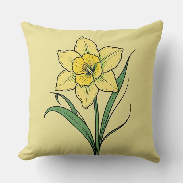 Gelbes Daffodil Kissen (Vorderseite)