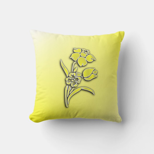 Gelbes Daffodil Kissen (Vorderseite)