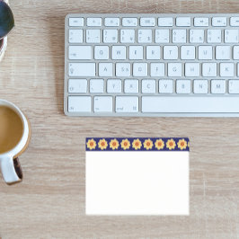 Gelbes Dahlia-Blumenmuster an der blauen Grenze Post-it Klebezettel