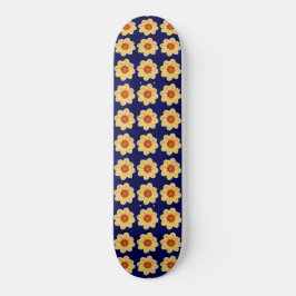 Gelbes Dahlia-Blumenmuster auf blau Skateboard
