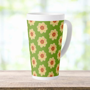 Gelbes Dahlia-Blumenmuster auf Grün Milchtasse