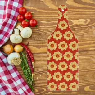 Gelbes Dahlia-Blumenmuster auf Rot Schneidebrett