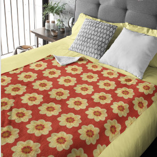 Gelbes Dahlia-Blumenmuster auf Rot Sherpadecke