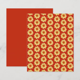 Gelbes Dahlienmuster auf rotem Scrapbook-Papier
