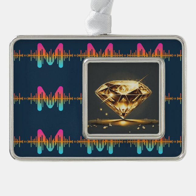 Gelbes Diamant-Licht schwarz Rahmen-Ornament Silber (Vorderseite)