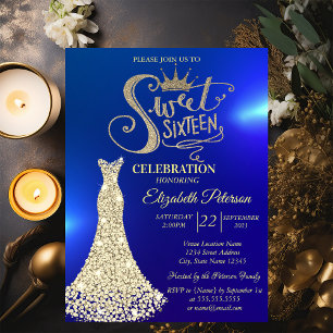 Gelbes Diamantenkleid, Diamonds Sweet 16 Einladung