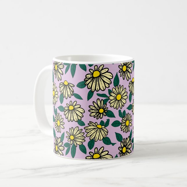 Gelbes Ditsy-Muster Kaffeetasse (Vorderseite Links)