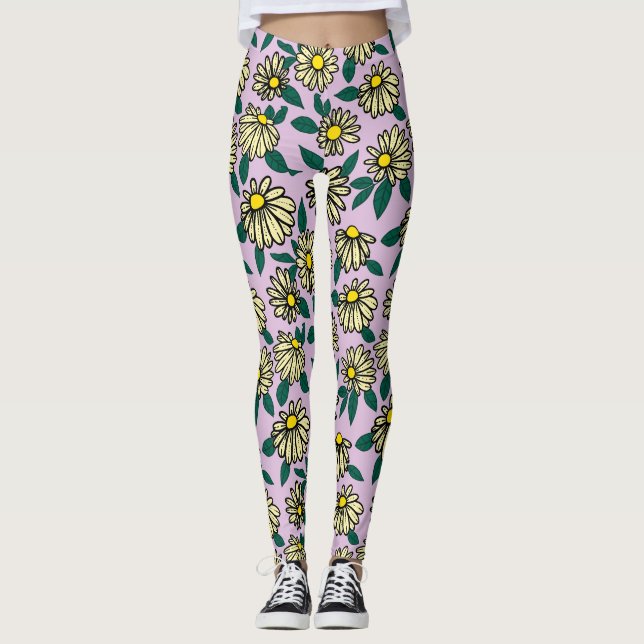 Gelbes Ditsy-Muster Leggings (Vorderseite)