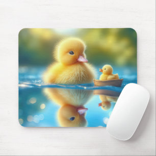 Gelbes Duckling in einem Ruderboot Mousepad