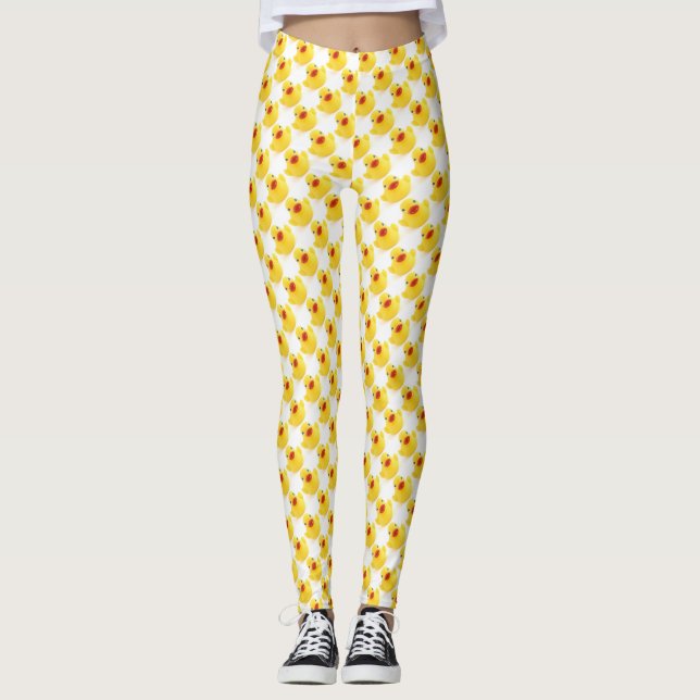 Gelbes Ducky Gummimuster Leggings (Vorderseite)