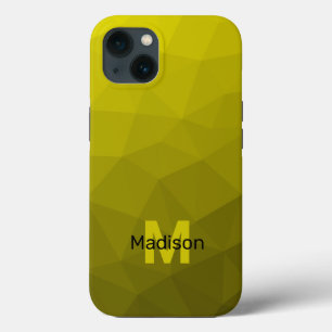 Gelbes dunkles Ombre-Geometrie-Netzmuster Monogram Case-Mate iPhone Hülle