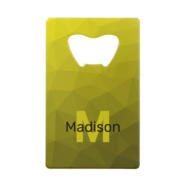 Gelbes dunkles Omergeometrie-Maschenmuster Monogra Geldbeutel Flaschenöffner (Vorderseite)