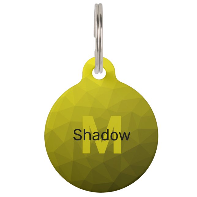 Gelbes dunkles Omergeometrie-Maschenmuster Monogra Haustiermarke (Vorderseite)