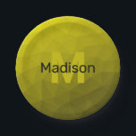 Gelbes dunkles Omergeometrie-Maschenmuster Monogra Pappteller<br><div class="desc">Monogram Personalize mit Ihrem benutzerdefinierten Initial und Namen. Gelbes goldenes Ober-Farbverlauf geometrisches Maschenmuster. Geometrisches Dreieck mit dunkelgelbem goldfarbenem Ober-Farbverlauf,  Muster,  Ober,  Masche,  Dreiecke,  Geometrie,  Gefälle,  cool,  Dreieck,  hell,  Muster,  digital,  gelb,  gold,  schwarz</div>