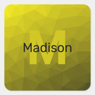 Gelbes dunkles Omergeometrie-Maschenmuster Monogra Quadratischer Aufkleber