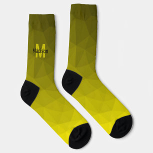 Gelbes dunkles Omergeometrie-Maschenmuster Monogra Socken
