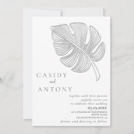 Gelbes, einfaches, geprägtes tropisches Blatt Einladung