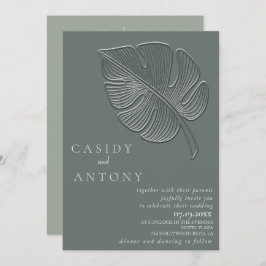 Gelbes, einfaches, geprägtes tropisches Blatt Einladung