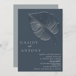 Gelbes, einfaches, geprägtes tropisches Blatt Einladung