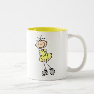 Gelbes Eisläufer-Mädchen-Tasse Zweifarbige Tasse