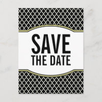 Gelbes Elegantes Quartieren Save the Date Postkart