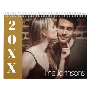 Gelbes elegantes und modernes Foto der 2024-Famili Kalender