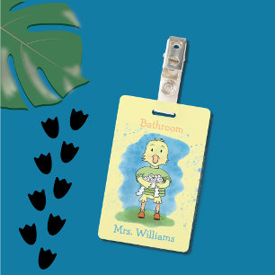 Gelbes Entlein-Badezimmer-Hall-Pass-Abzeichen Ausweis