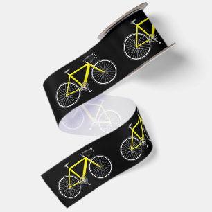 Gelbes Fahrrad auf Schwarz Satinband