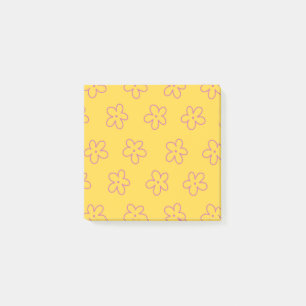 gelbes fantastisches Blumenmuster für Frühling und Post-it Klebezettel