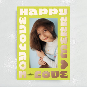 Gelbes, feines Gold, modern Weihnachts-Foto Folien Feiertagskarte