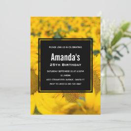 Gelbes Feld der Sonnenblumen Geburtstag Einladung