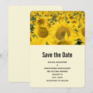 Gelbes Feld der Sonnenblumen Hochzeit Save The Date