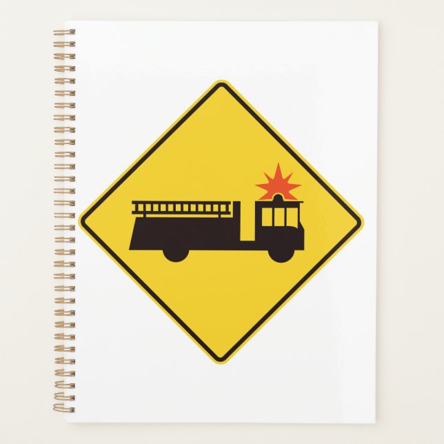 Gelbes Feuerwehrauto Warnschild Planer (Vorderseite)