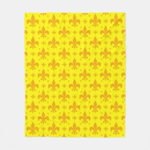 Gelbes Fleur-de-lis-Muster Fleecedecke