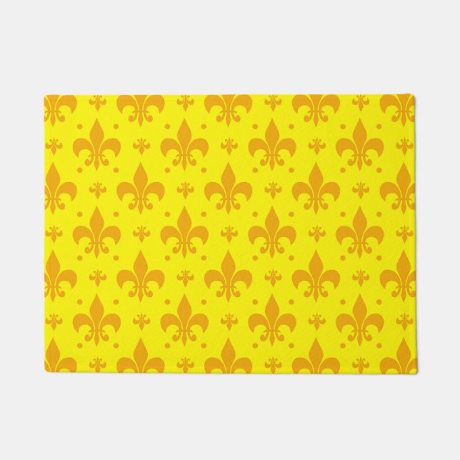 Gelbes Fleur-de-lis-Muster Fußmatte (Vorderseite)