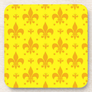 Gelbes Fleur-de-lis-Muster Getränkeuntersetzer