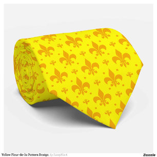 Gelbes Fleur-de-lis-Muster Krawatte