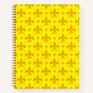 Gelbes Fleur-de-lis-Muster Notizbuch