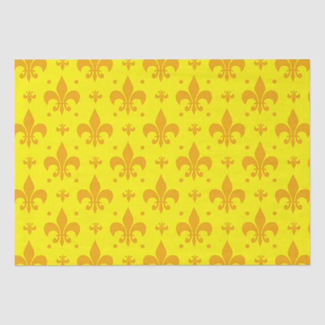 Gelbes Fleur-de-lis-Muster Seidenpapier (Vorderseite)