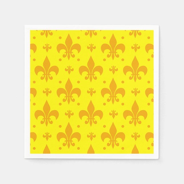 Gelbes Fleur-de-lis-Muster Serviette (Vorderseite)