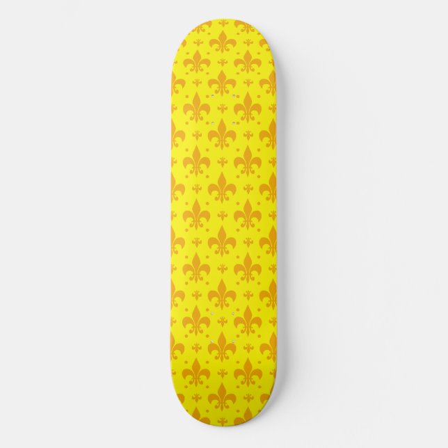 Gelbes Fleur-de-lis-Muster Skateboard (Vorderseite)