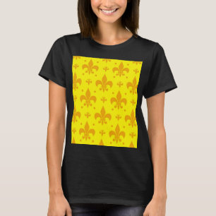 Gelbes Fleur-de-lis-Muster T-Shirt