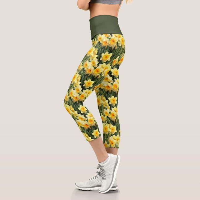 Gelbes, florales Muster Capri-Leggings Capri Leggings (Links)