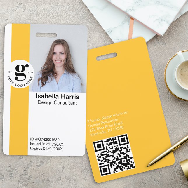 Gelbes Foto-ID-Abzeichen mit QR-Code Ausweis (Von Creator hochgeladen)