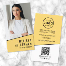 Gelbes Foto QR Code Firmenlogo Vertikal
